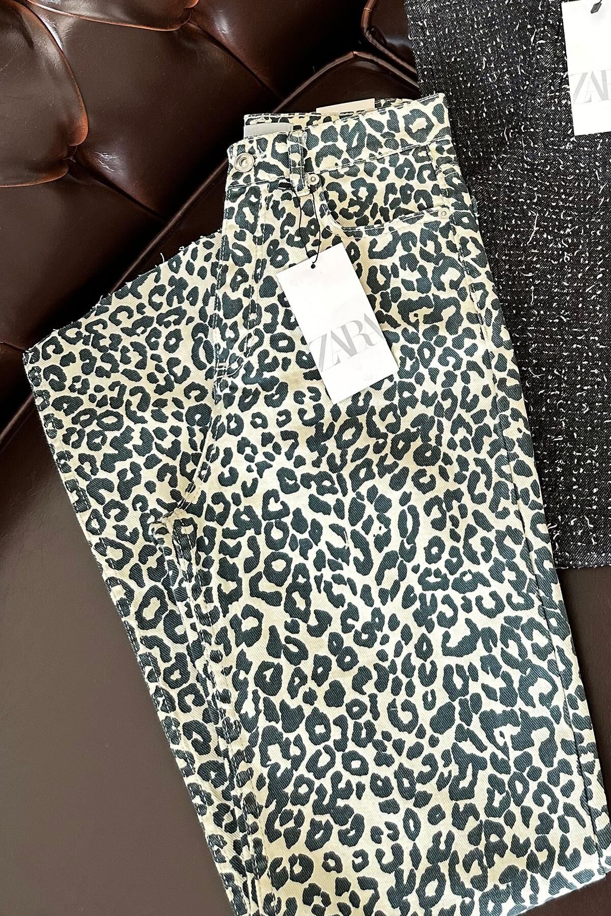 KESİK PAÇA PREMIUM LEOPAR JEAN - EKRU