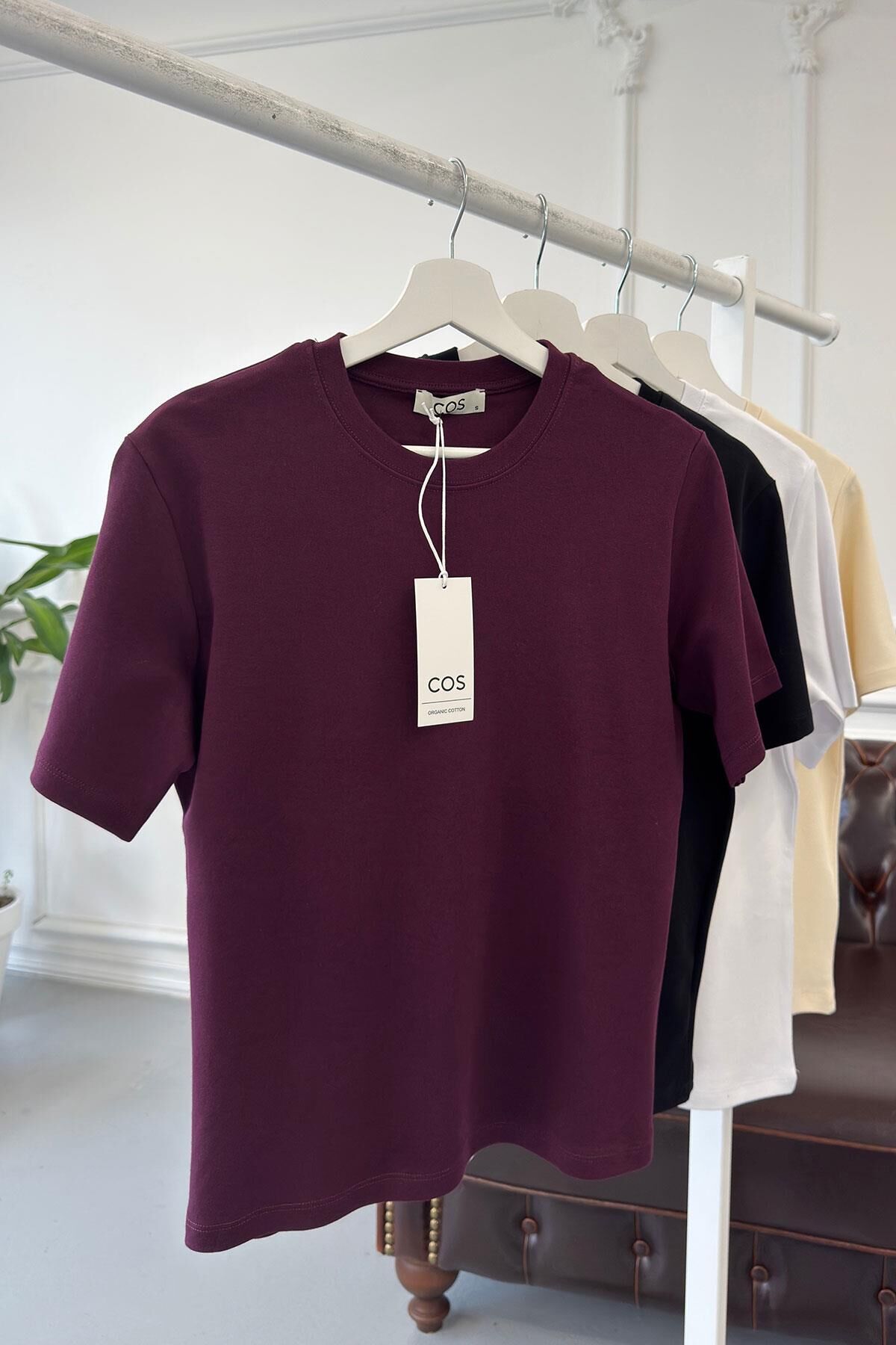 KISA KOL  ORİJİNAL BASIC T-SHIRT - BORDO